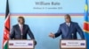 Democratic Republic of Congo President Felix Tshisekedi, right, speaks during a joint press conference with Kenyan President William Ruto at the Palace of the Nation in Kinshasa, Democratic Republic of Congo, on Nov. 21, 2022.