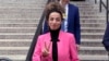 FILE - VOA Persian host Masih Alinejad in New York after speaking at the sentencing of a woman who pleaded guilty to a charge she had an unwitting role in a foiled plot to kidnap and take Alinejad back to Tehran, April 7, 2023.