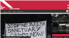 A screenshot shows part of the home page of The Asheville Blade, a North Carolina newspaper. Two of its reporters were convicted April 19, 2023, of misdemeanor trespassing; they were arrested while covering the clearing of a homeless encampment in a public park in 2021.