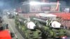 This photo provided by the North Korean government, shows what it says is Hwasong-17 intercontinental ballistic missiles during a military parade in Pyongyang, North Korea, Feb. 8, 2023. 