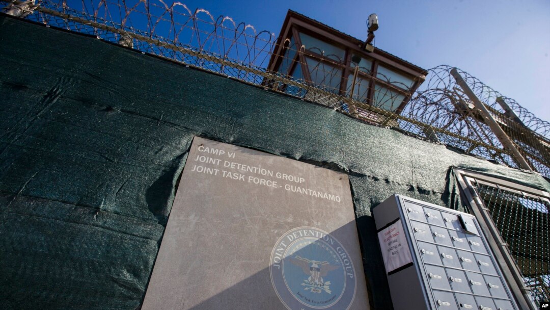 FILE - In this photo reviewed by U.S. military officials, the control tower of Camp VI detention facility is seen on April 17, 2019, in Guantanamo Bay Naval Base, Cuba. 