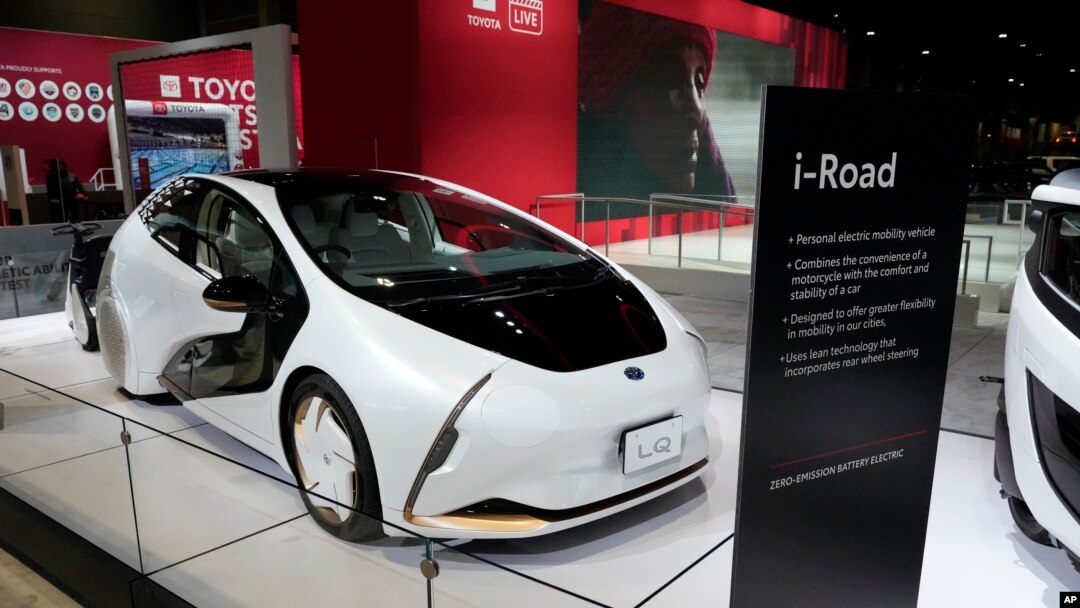 A Toyota concept electric vehicle sits on display at the Chicago Auto Show, Feb. 9, 2023.