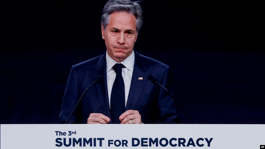 U.S. Secretary of State Antony Blinken delivers remarks at the third Summit for Democracy, in Seoul, South Korea, March 18, 2024.