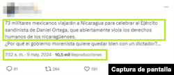 Captura de publicación en X.