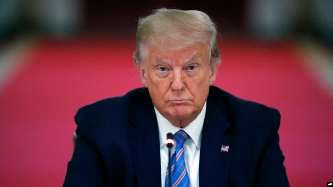 FILE - Then-President Donald Trump attends an event in the East Room of the White House, on July 7, 2020.