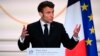 French President Emmanuel Macron delivers a speech ahead of his visit to Central Africa, at the Elysee Palace in Paris, Feb. 27, 2023. 