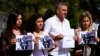 Lebanese journalists hold portraits of Reuters videographer Issam Abdallah, who was killed by Israeli shelling, during a protest in front of the United Nations headquarters in Beirut, Oct. 15, 2023.