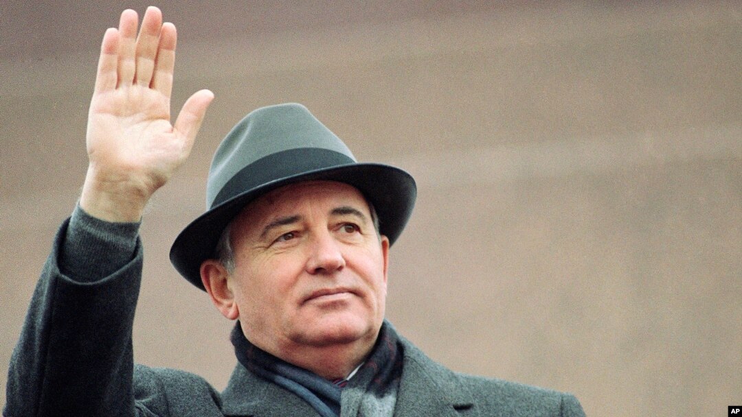 FILE - Soviet President Mikhail Gorbachev waves from the Red Square tribune during a Revolution Day celebration, in Moscow, Soviet Union, Nov. 7, 1989.