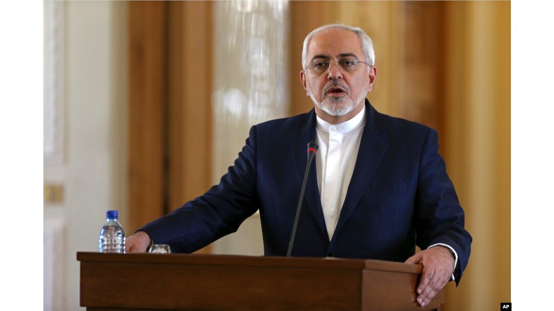 FILE - Iranian Foreign Minister Mohammad Javad Zarif speaks at a joint press conference with his French counterpart, in Tehran, Jan. 31, 2017.