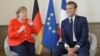 Daga hagu, Shugaban Jamus Angela Merkel da shugaban Faransa Emmanuel Macron 