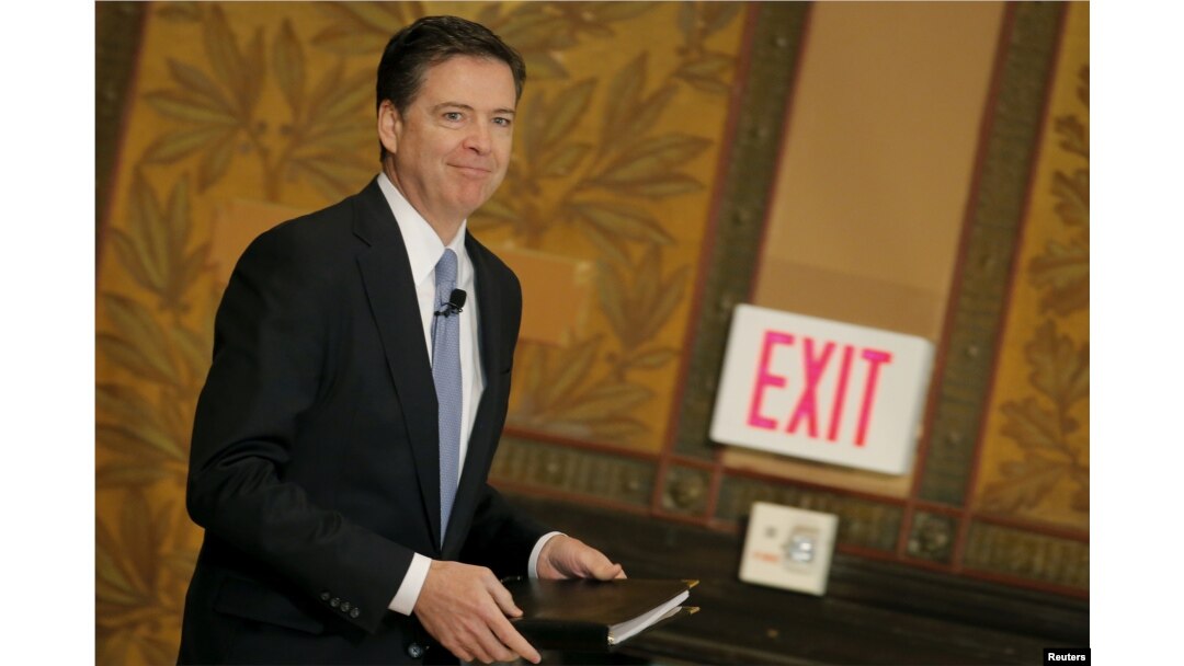 FILE - FBI Director James Comey arrives to deliver a speech at the Master of Science in Foreign Service CyberProject's sixth annual conference at Georgetown University in Washington D.C., April 26, 2016.