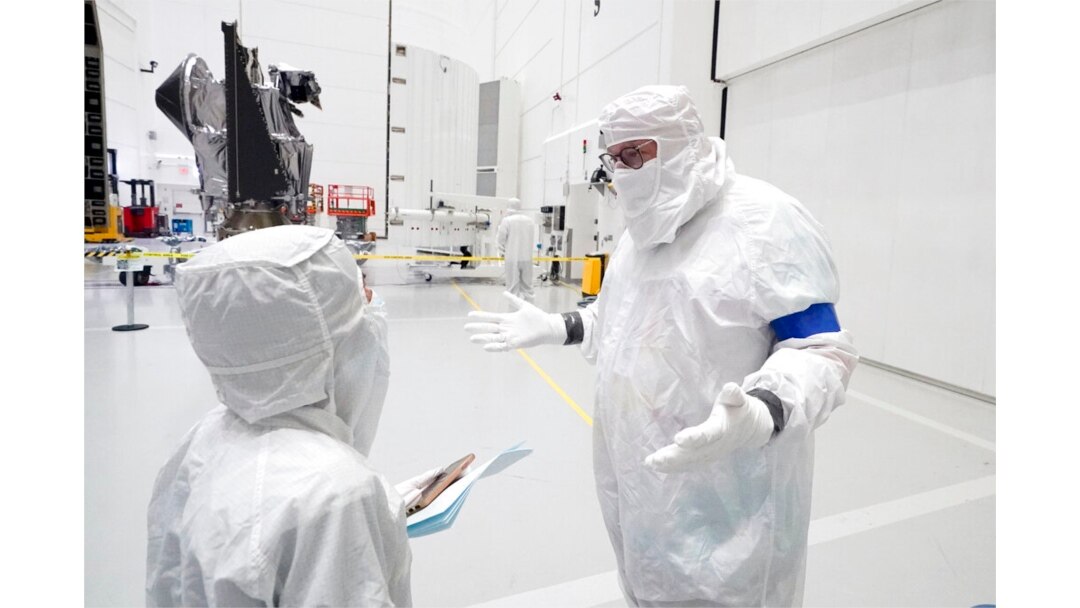 FILE - Principal Investigator for NASA's Lucy spacecraft, Hal Levison, right, speaks with a reporter at the AstroTech facility, in Titusville, Fla., Sept. 29, 2021.