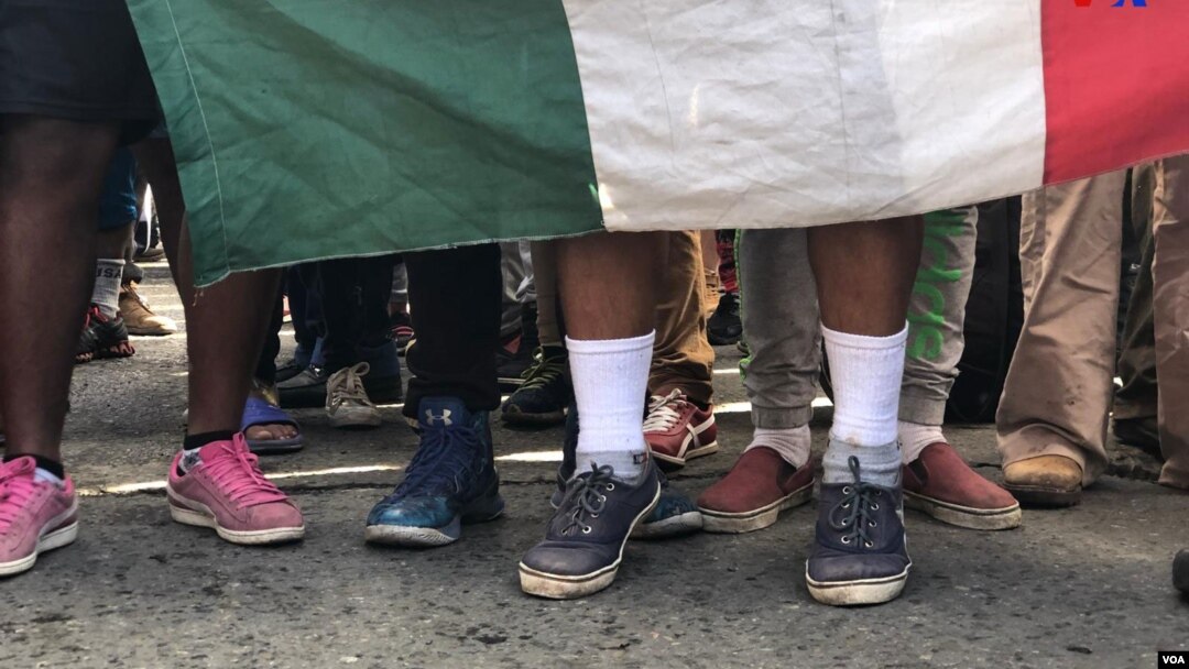Migrantes presentes en las protestas de caravanas ocurridas en la frontera entre Estados Unidos y México, en noviembre de 2018. 