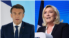 French President Emmanuel Macron, left, and far-right leader Marine Le Pen.