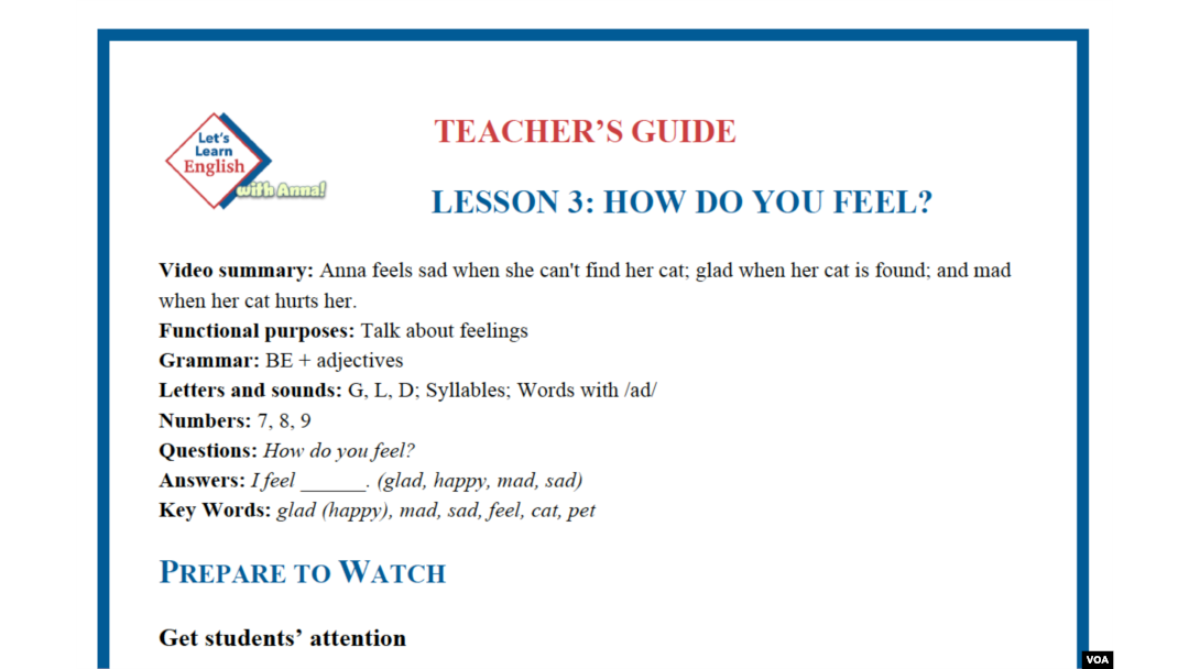 LLE-A Lesson 3: How Do You Feel?