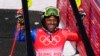 Ayisyen Richardson Viano selebre apre li fini 2em etap kous Slalom gason an nan Jezolenpik Ive 2022 a, 16 Fevriye 2022. 