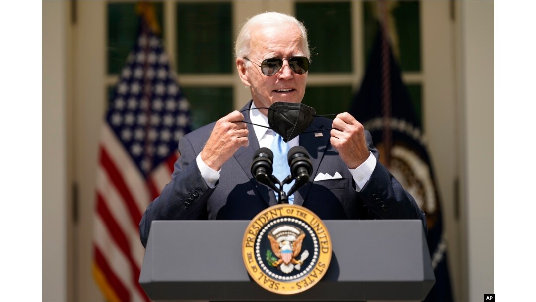 President Joe Biden arrives to speak in the Rose Garden of the White House in Washington, Wednesday, July 27, 2022. (AP Photo/Andrew Harnik)