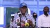 FILE - Teodoro Obiang Nguema, president of Equatorial Guinea, speaks during a news conference at the congress hall in Bata, Equatorial Guinea, Nov. 25, 2021. Obiang, seeking a sixth term as president, will stand for election Nov. 20, 2022.