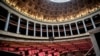 A photograph taken on May 17, 2022 shows a general view of the hemicycle of the French National Assembly in Paris. 