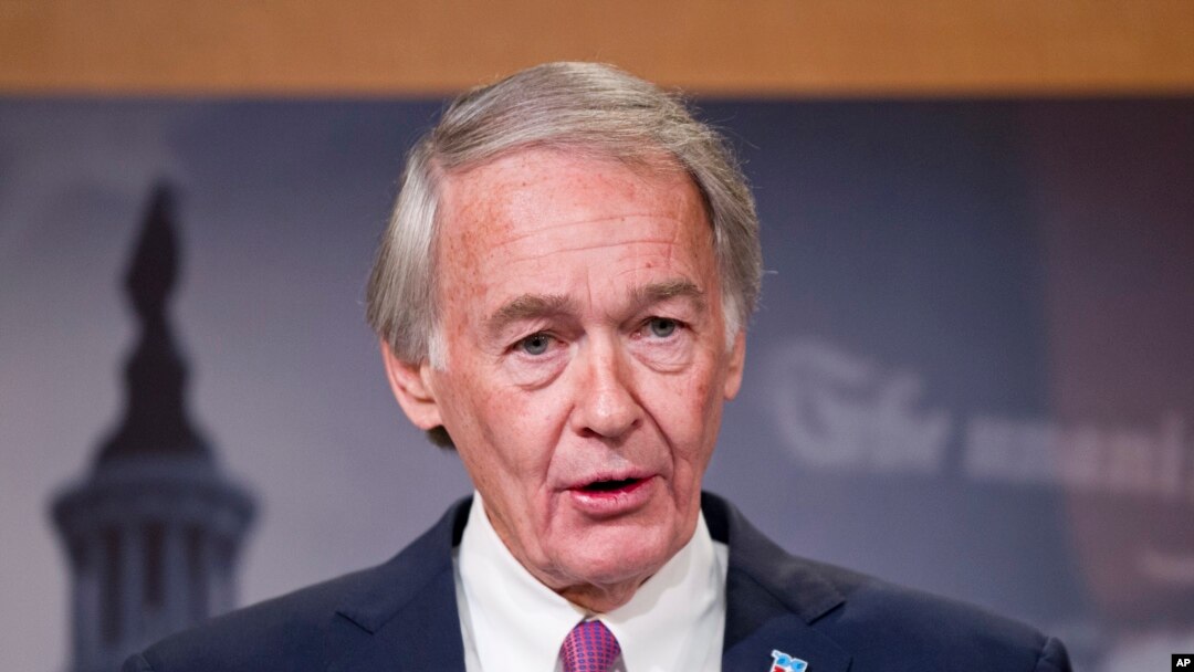 FILE - Sen. Edward Markey, D-Mass., speaks on Capitol Hill in Washington, Feb. 11, 2016. He said Jan. 16, 2018, that all 49 Democrats in the Senate back repeal of the recent FCC ruling on internet neutrality. Maine Republican Susan Collins backs repeal as well. 