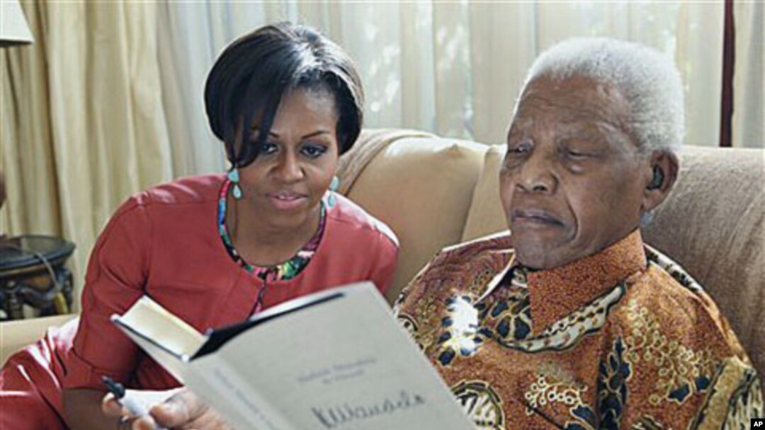 Uwardidar Shugaban Amurka, Michelle Obama da tsohon Shugaban Afirka ta kudu Nelson Mandela