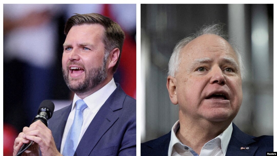 ARCHIVO - Una combinación de imágenes muestra al candidato republicano a la vicepresidencia, el senador estadounidense J.D. Vance y al gobernador de Minnesota, Tim Walz. 