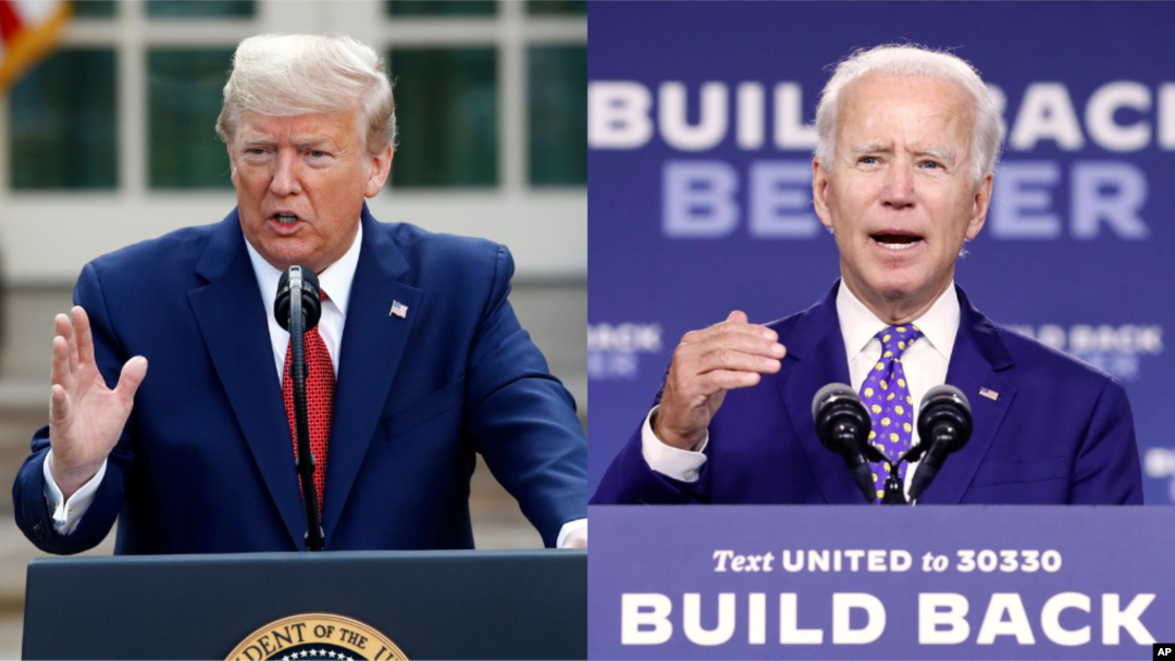 အမေရိကန်သမ္မတ Donald Trump နဲ့ ဒီမိုကရက်ပါတီ သမ္မတလောင်း Joe Biden.