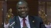 FILE - South Sudan's Riek Machar gestures at a news conference in Kampala, Uganda, Jan. 26, 2016.