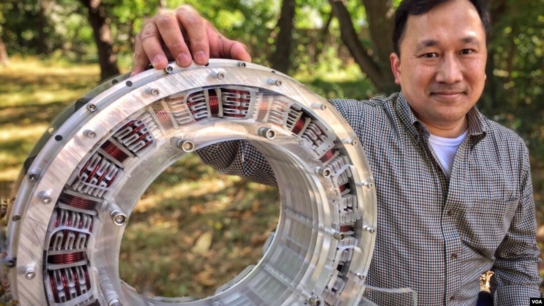 Roberto Catalan, inventor and CEO of Focused Magnetics says his new electric motor can beat your electric motor. (M. Arcega/VOA)