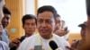 FILE - Ye Htut is shown on Aug 18, 2015, in Naypyitaw, Myanmar. The former Myanmar army officer who served as information minister and presidential spokesperson was arrested and charged with spreading false or inflammatory news, it was announced Oct. 29, 2023. 