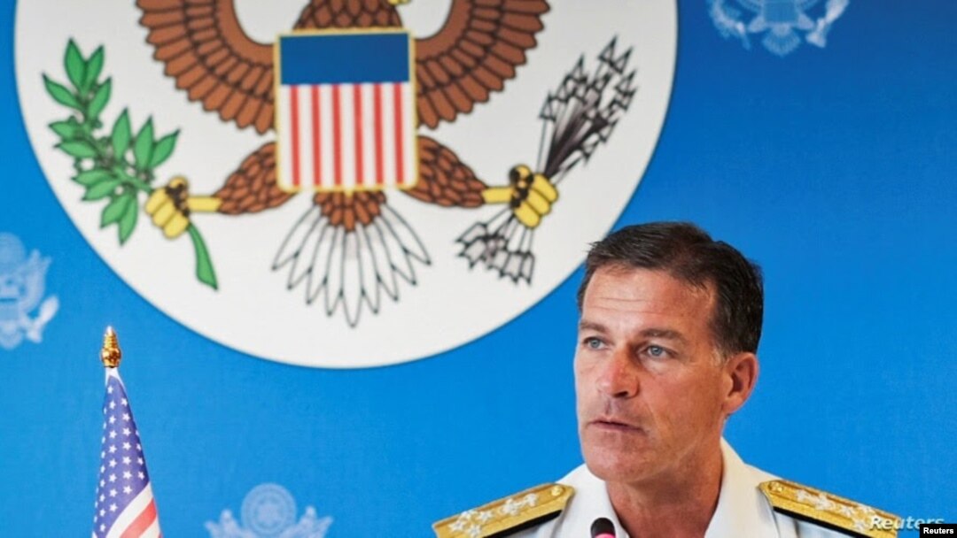 El almirante estadounidense John Aquilino en una rueda de prensa en Bangkok, Tailandia, en diciembre del 2019.