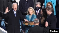 拜登 (Joe Biden) 2021年1月20日宣誓就任美國第46任總統。（路透社）