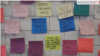 New Yorkers jotted their thoughts on blank sticky notes, individually posting on the station’s square tiles, for what has become known as "Subway Therapy" inside Union Square station. (R. Taylor/VOA)