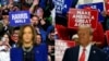 ARCHIVO - Esta combinación de imágenes muestra a la vicepresidenta estadounidense y candidata presidencial demócrata Kamala Harris (izq.) el 31 de octubre de 2024, y al expresidente y candidato presidencial republicano de 2024 Donald Trump (der), el 30 de octubre de 2024.