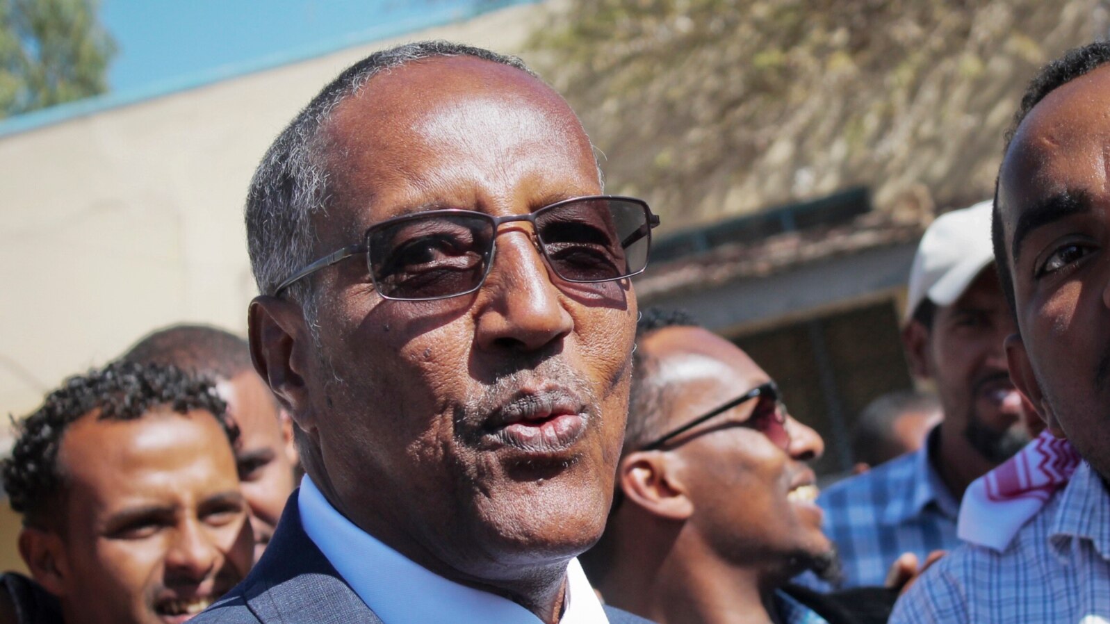 FILE - Ruling party candidate Muse Bihi Abdi - and election winner - speaks to the media after casting his vote in the presidential election in Hargeisa, in the semi-autonomous region of Somaliland, in Somalia, Nov. 13, 2017. 