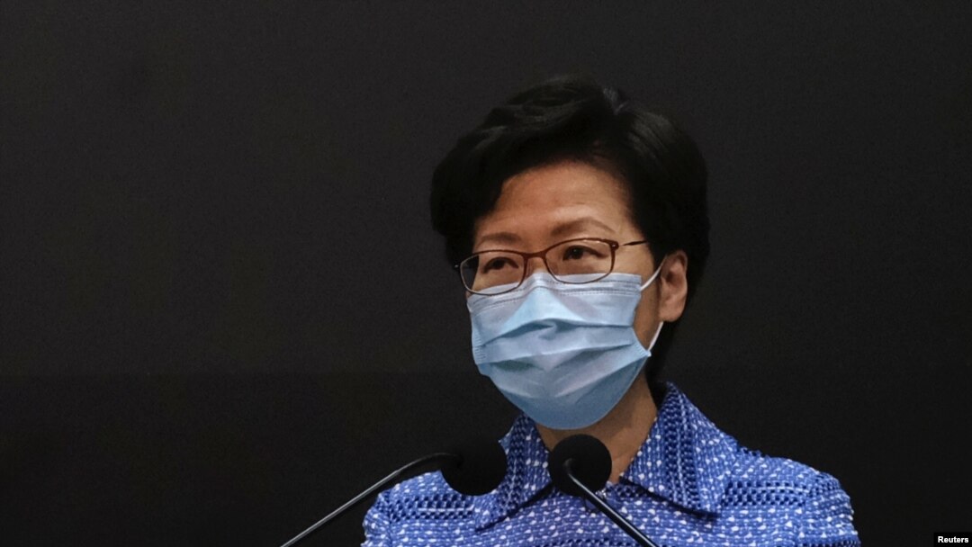 La líder ejecutiva de Hong Kong, Carrie Lam, durante una conferencia de prensa el 26 de mayo de 2020.