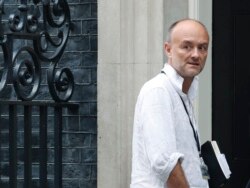FILE - Dominic Cummings, a British political strategist and special adviser to Prime Minister Boris Johnson, walks into 10 Downing Street in London, July 30, 2019.