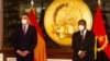 Primeiro-ministro espanhol, Pedro Sánchez (esq) e Presidente angolano, João Lourenço na Cidade Alta, Luanda. 8 de Abril