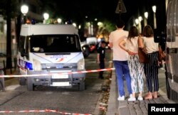 Police secures the area after seven people were wounded in knife attack downtown Paris, France, Sept. 10, 2018.