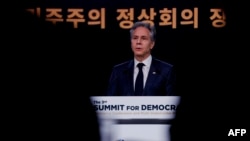 토니 블링컨 미국 국무장관이 18일 서울에서 열린 민주주의 정상회의에서 연설했다.