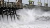 Waves from Hurricane Florence pound the Bogue Inlet Pier in Emerald Isle, N.C., Sept. 13, 2018.