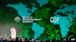 FILE - Sultan al-Jaber, the CEO of Abu Dhabi National Oil Co., speaks during the World Government Summit in Dubai, United Arab Emirates, Feb. 14, 2023.