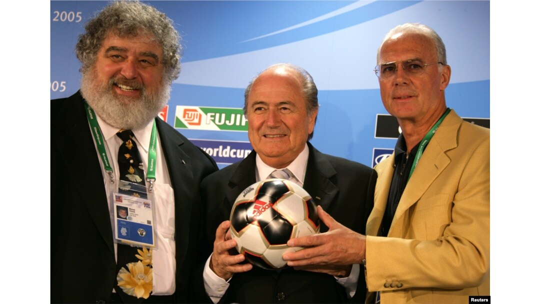 FILE - FIFA president Sepp Blatter Franz Beckenbauer (R) chairman of the local organizing committee (LOC) and FIFA Confederations Cup Chairman Chuck Blazer .