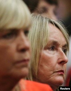 June Steenkamp, mother of Reeva Steenkamp, looks on during the murder trial of Oscar Pistorius at the high court in Pretoria, April 7, 2014.