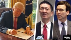 川普(左)修改後的旅行禁令生效日的臨近，右為夏威夷檢察官。