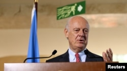 FILE - U.N. mediator for Syria Staffan de Mistura.