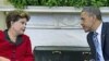 President Barack Obama meets Brazil's President Dilma Rousseff in the Oval Office of the White House in Washington, April 9, 2012.