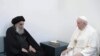 Pope Francis, right, meets with Iraq's leading Shiite cleric, Grand Ayatollah Ali al-Sistani in Najaf, Iraq, March 6, 2021.