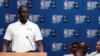 Amadou Gallo Fall, NBA vice president and managing director-Africa, speaks during the opening ceremony for Basketball without Borders Africa at the American International School in Johannesburg, South Africa, Aug. 1, 2018.