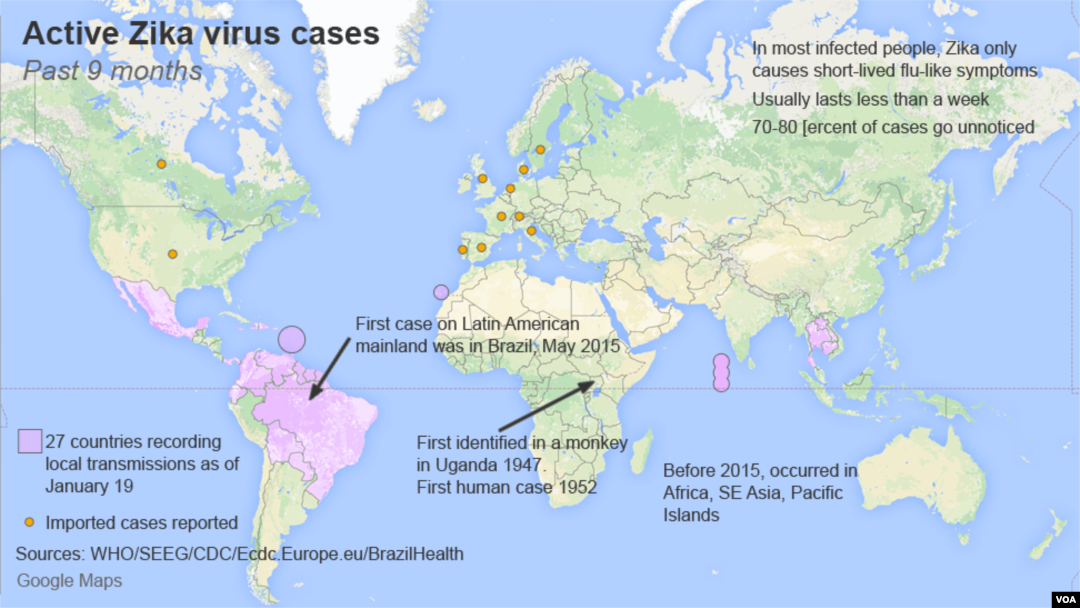 Active Zika virus cases